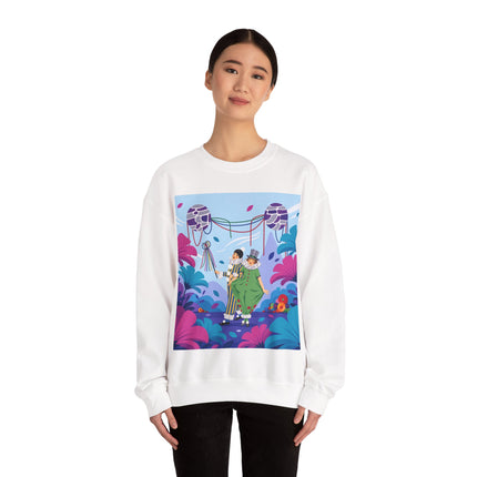 🎭🌸 The Garden Masquerade Crewneck Sweatshirt – Art Deco Floral Whimsy