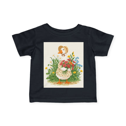 🪿🌸 The Little Flower Garden Goose Infant Fine Jersey Tee – Whimsical Woodland Charm