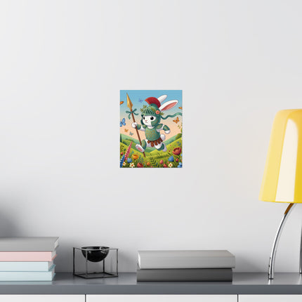 🐇⚔️ Rabbit Gladiator Matte Vertical Poster – Courage, Adventure & Meadow Heroics