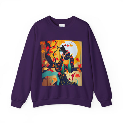 Black Cat in Kimono Unisex Heavy Blend™ Crewneck Sweatshirt