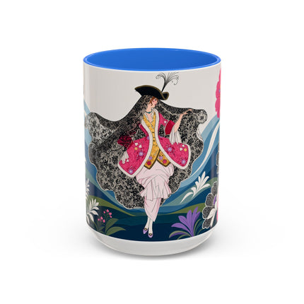 🌸🎀 The Pink Lace Garden Promenade Colorful Mug – Art Deco Fashion Elegance