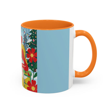 ☕🎄 Christmas Tea In The Snow Garden Colorful Mug – Art Deco Holiday Friendship