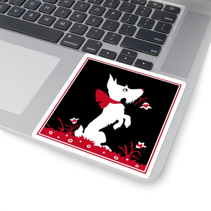 The Enchanting White Terrier with a Red Bow Kiss-Cut Stickers (4 Sizes)