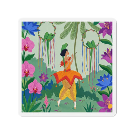 🦜🌺 The Parrot Dancer Die-Cut Magnets – Art Deco Tropical Whimsy