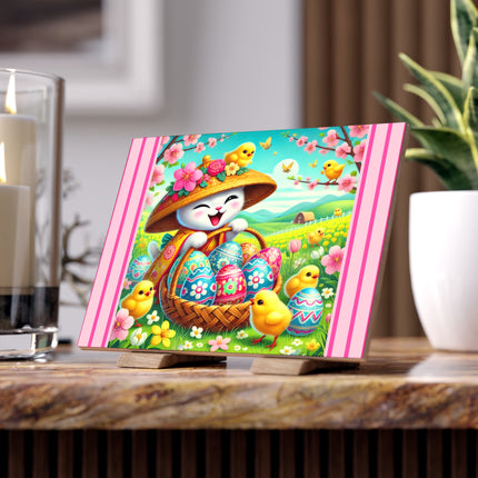 Geisha Kitten’s Easter Delight Ceramic Tile