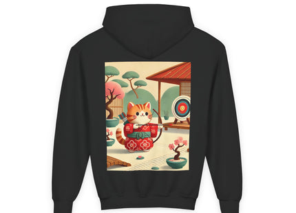 Archer Kitten in the Zen Garden Youth Heavy Blend Hooded Sweatshirt
