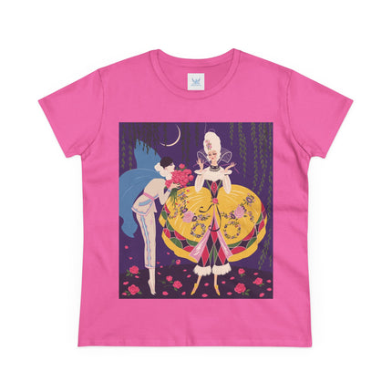 🌹🌙 The Queen Of The Midnight Roses Cotton Tee – Art Deco Garden Fantasy