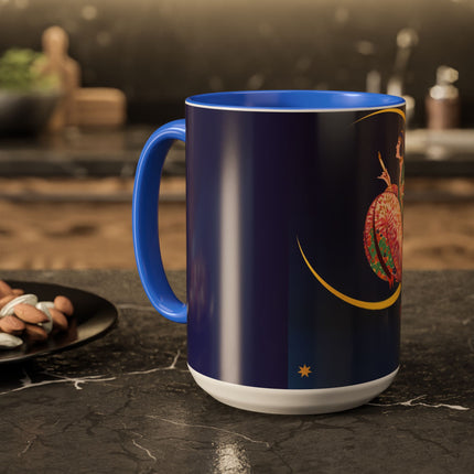 Moonlit Reflections Colorful Mug (11oz, 15oz) – Celestial Elegance, Art Deco Beauty & Dreamy Style