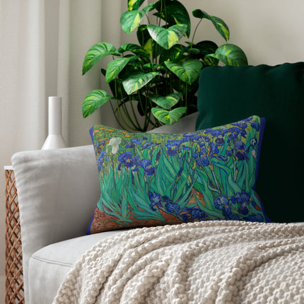Irises by Vincent Van Gogh Spun Polyester Lumbar Pillow
