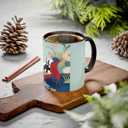 The Lady Of The Scarlet Chaise Colorful Mugs – Art Deco Romantic Elegance