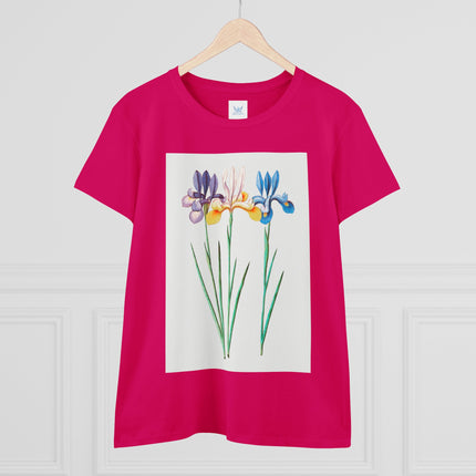Women's Blue Iris Print Midweight Cotton Tee