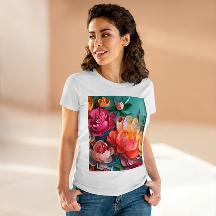 Peonies in Full Bloom Women's Midweight Cotton Tee
