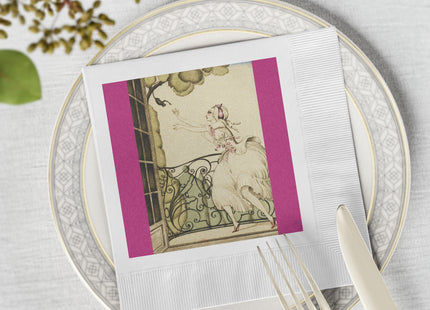 Sur talons rouges (On Red Heels) pl 02 by Gerda Wegener White Coined Napkins