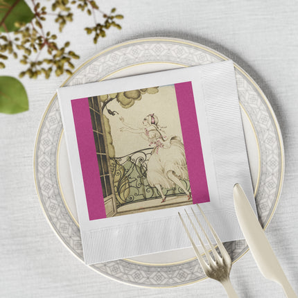 Sur talons rouges (On Red Heels) pl 02 by Gerda Wegener White Coined Napkins