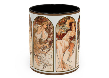 The Seasons by Alphonse Maria Mucha Colorful Mugs (11oz, 15oz)