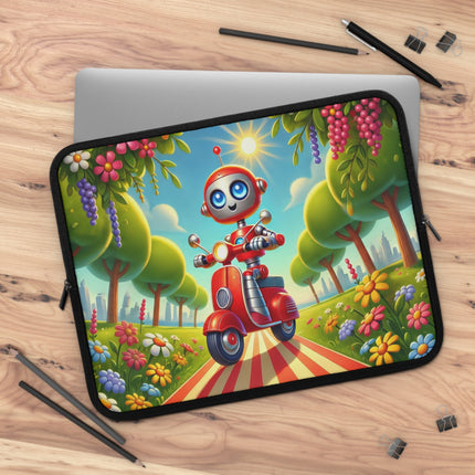 The Traveling Robot Youth Laptop Sleeve – Adventure, Curiosity & Playful Discovery