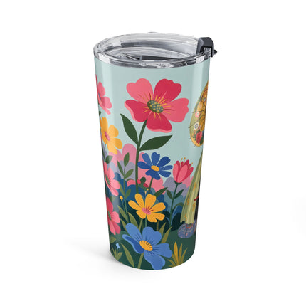 🌸🪞 The Floral Parasol Reflection Tumbler, 20oz – Art Deco Garden Fantasy