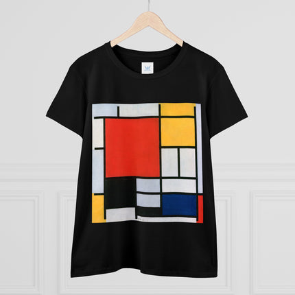 Composition with Red, Yellow, Blue, and Black by Piet Mondrian Women's Midweight Cotton Tee