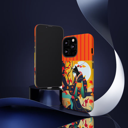 Black Cat in Kimono Phone Cases