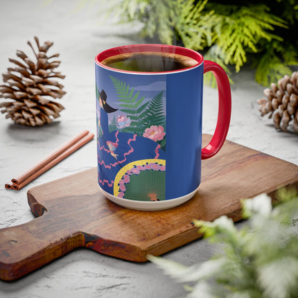 The Lady Of The Garden Stroll Colorful Mugs – Art Deco Botanical Elegance