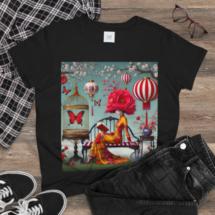 Reading In A Painted Garden Cotton Tee