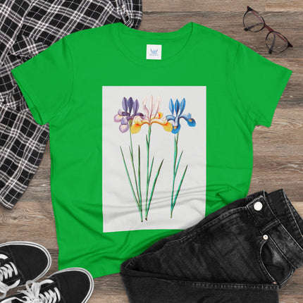 Women's Blue Iris Print Midweight Cotton Tee