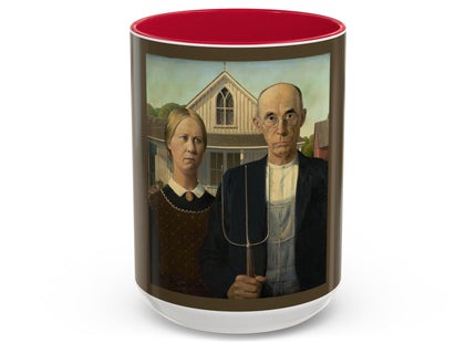 American Gothic by Grant Wood Colorful Mugs (11oz, 15oz)