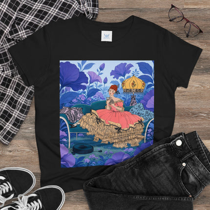🌸🛋️ The Enchanted Garden Repose Cotton Tee – Art Deco Floral Whimsy