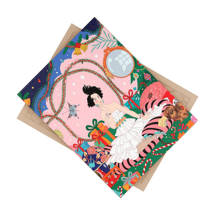 🎄🌹 Christmas Morning In The Rose Parlor Ceramic Tile – Art Deco Holiday Elegance