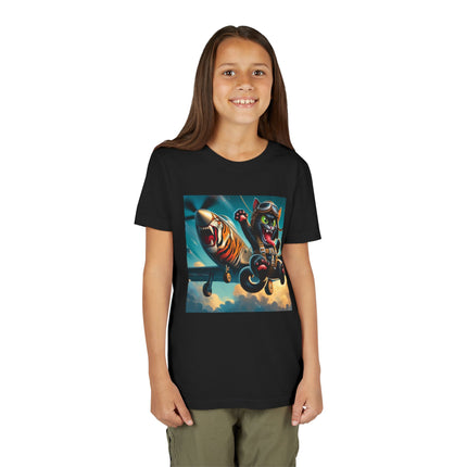 Parachuting Cat Commando Youth Short Sleeve Tee