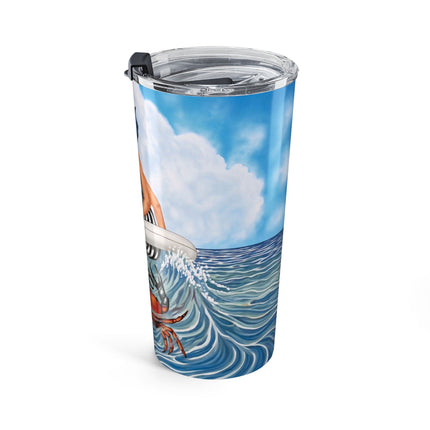 🦀🌊 The Seaside Crab Ride Tumbler, 20oz – Art Deco Beach Whimsy