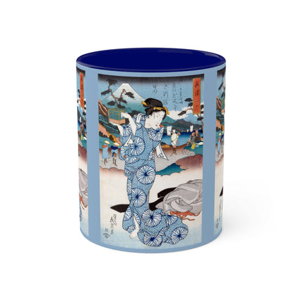 Japanese woman woodblock print by Keisai Eisen Colorful Mugs, 11oz
