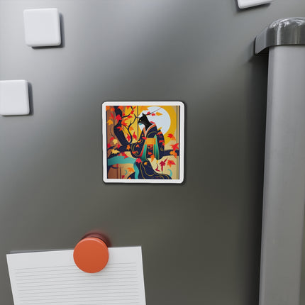 Black Cat in Kimono Die-Cut Magnets (5 Sizes)