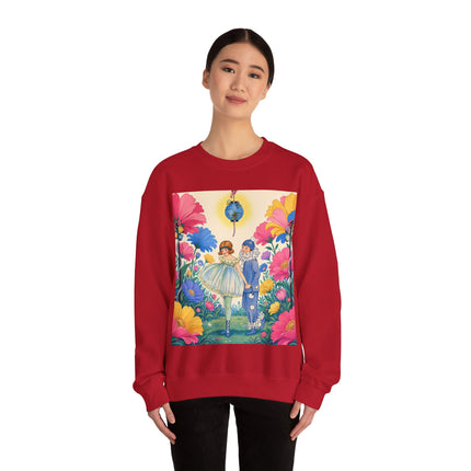 🌸🏮 The Lantern Garden Stroll Crewneck Sweatshirt – Art Deco Floral Whimsy