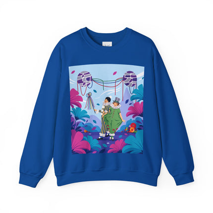 🎭🌸 The Garden Masquerade Crewneck Sweatshirt – Art Deco Floral Whimsy