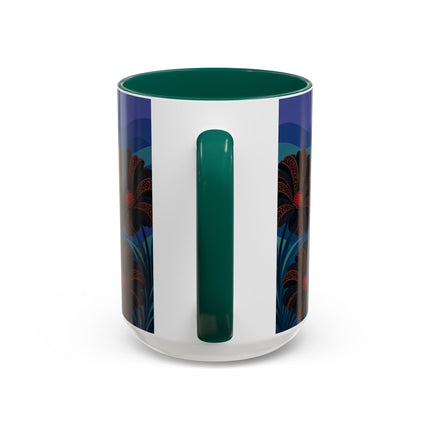 🖤🌺 The Midnight Floral Acrobat Colorful Mug – Art Deco Fashion Whimsy