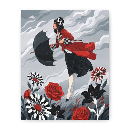 🌹☂️ The Lady In The Storm Placemat – Art Deco Floral Drama