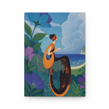 🌊🌺 The Lady Of The Seaside Flower Garden Hardcover Journal – Art Deco Coastal Elegance