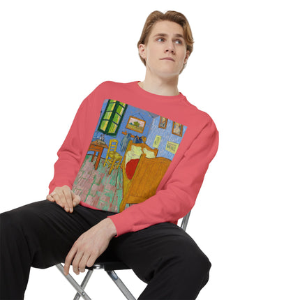 The Bedroom by Vincent van Gogh Unisex Garment-Dyed Sweatshirt