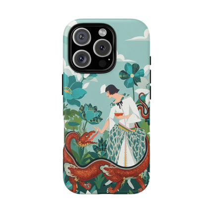 🐉🌿 The Dragon Keeper Phone Case – Art Deco Floral Fantasy
