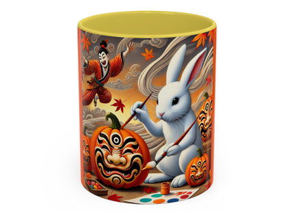 Halloween Rabbit’s Kabuki Jack-o’-Lanterns Colorful Mugs (11oz, 15oz)