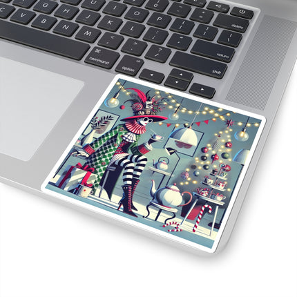 Whimsical Christmas Tea Party Kiss-Cut Stickers (4 Sizes)