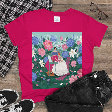 💎🌸 The Lady Of The Jeweled Garden Cotton Tee – Art Deco Floral Elegance