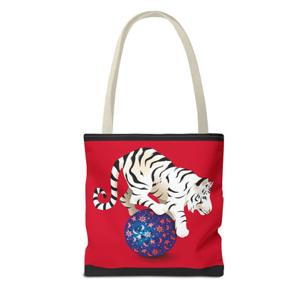 Majestic White Tiger on a Celestial Journey Tote Bag (AOP)