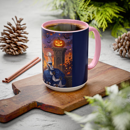 🎃💙 The Pumpkin Lantern Courtship Colorful Mug – Romantic Halloween Elegance