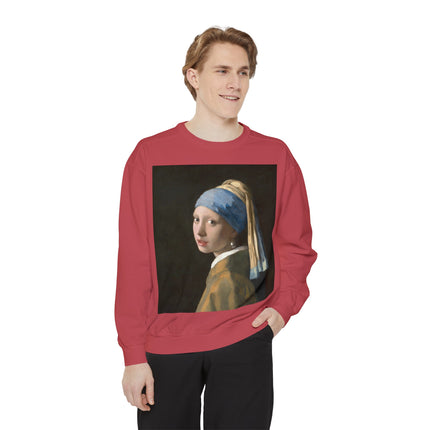Girl with a Pearl Earring by Johannes Vermeer Unisex Garment-Dyed Sweatshirt