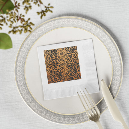 Classic Leopard Print White Coined Napkins