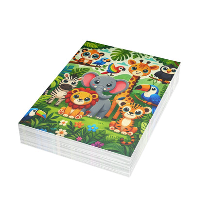 🌴🦁 The Jungle Friends Gathering Greeting Card – Whimsical Animal Adventure