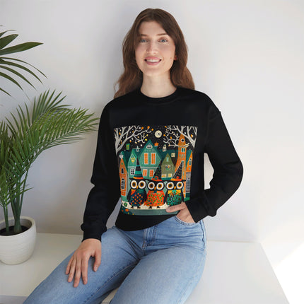 Night of the Trick-or-Treating Owlets Unisex Heavy Blend™ Crewneck Sweatshirt