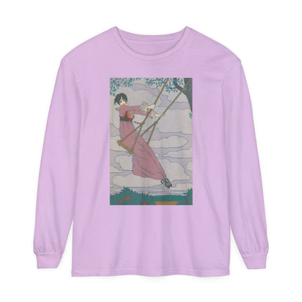 La balançoire by Georges Lepape Garment-dyed Long Sleeve T-Shirt